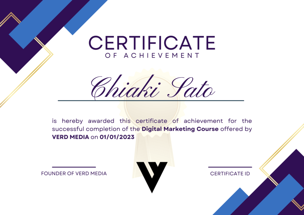 Verd Media Certificate